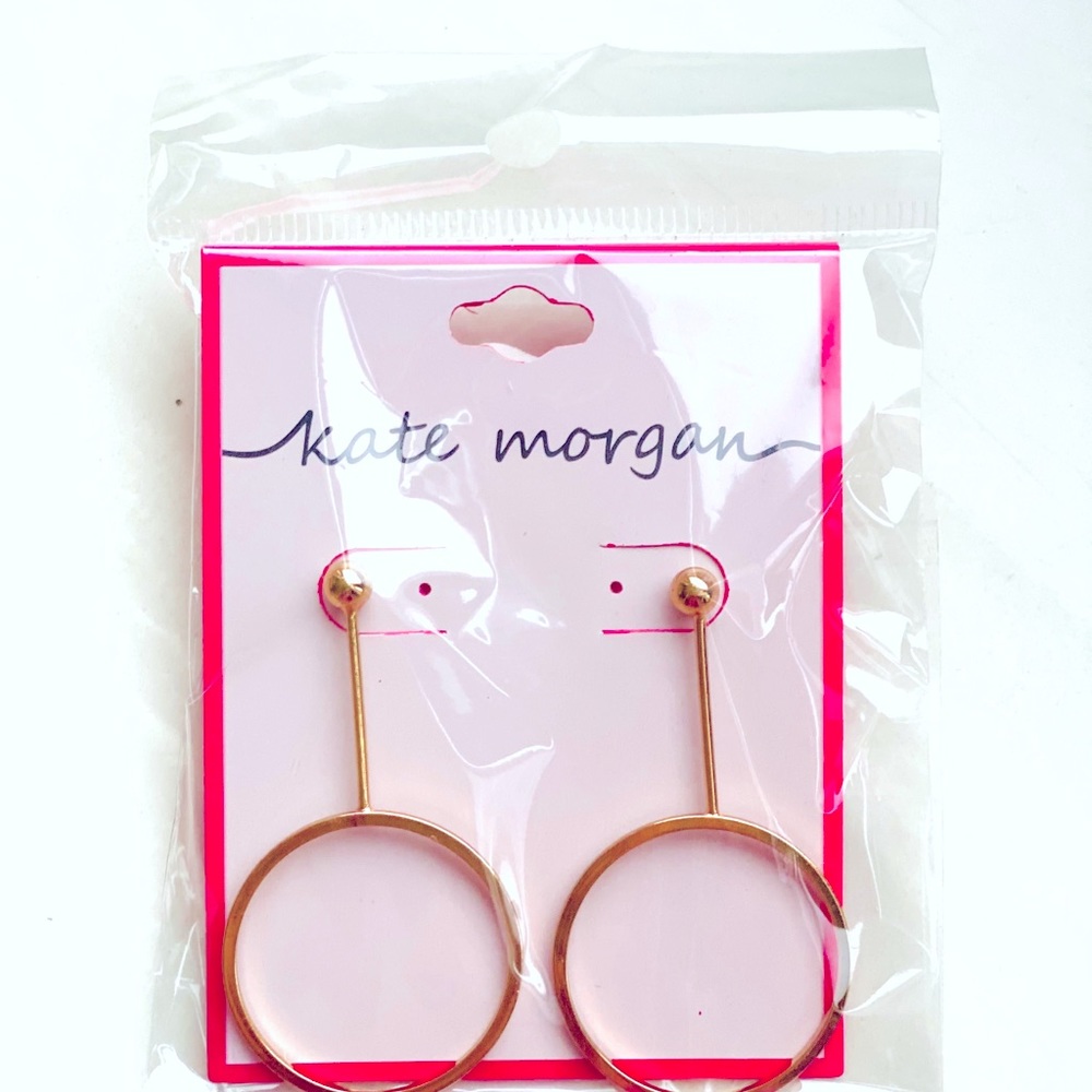 Goldtone Bar & Circle Drop Stud Earrings